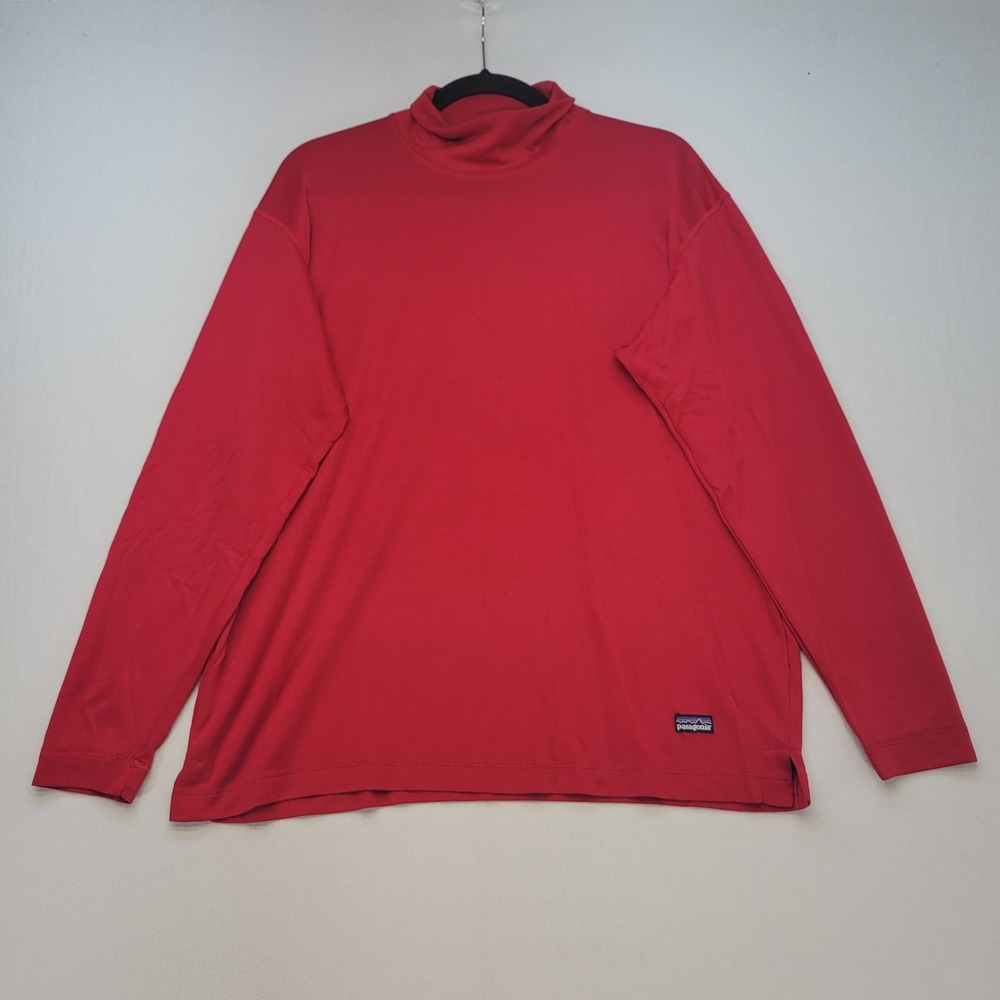 Patagonia Turtleneck Base Layer Mens L Red Capilene Long Sleeve Made in USA